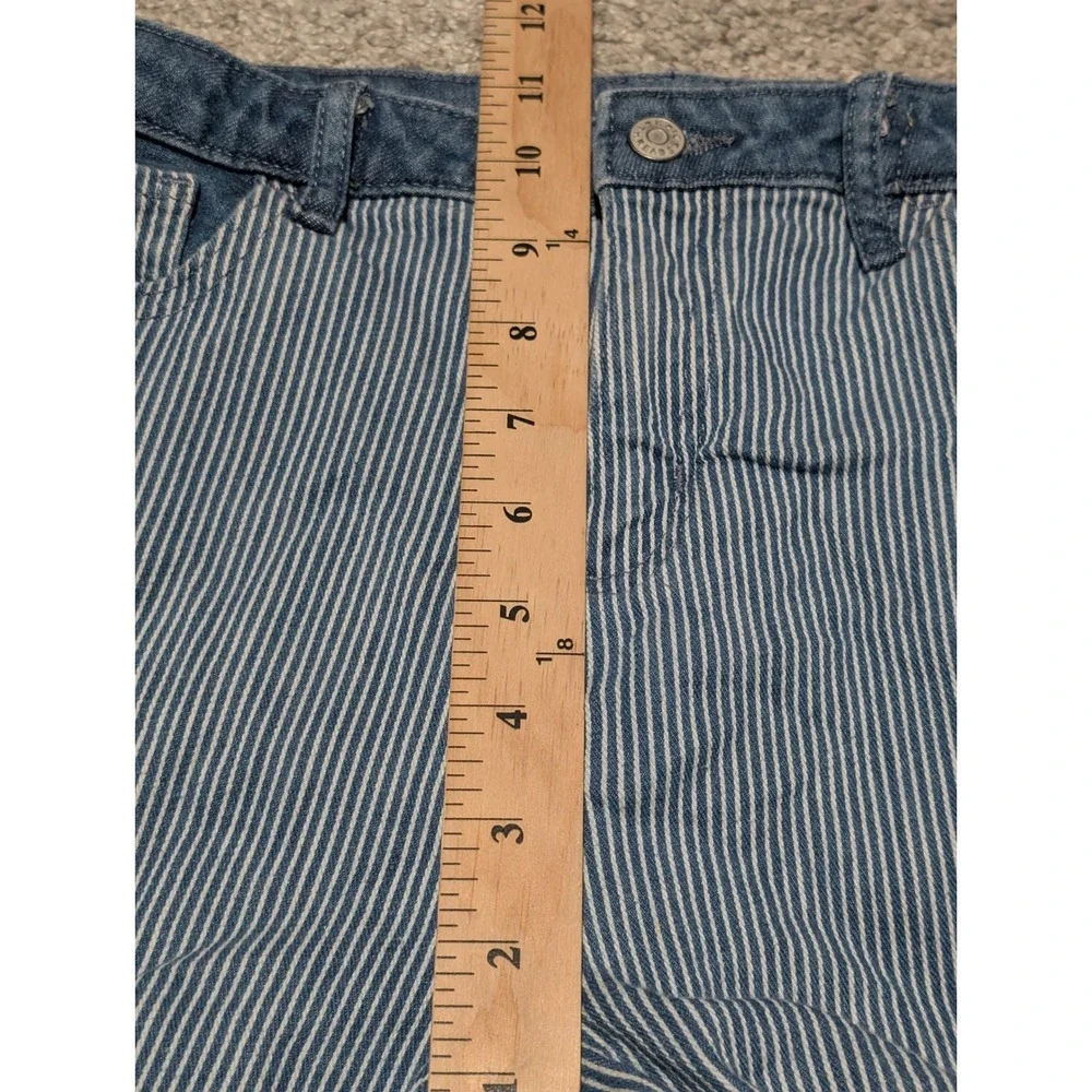 Women's 5 pocket Shorts 16 Blue‎ Hickory Stripe Adjustable Waist Epic Threads